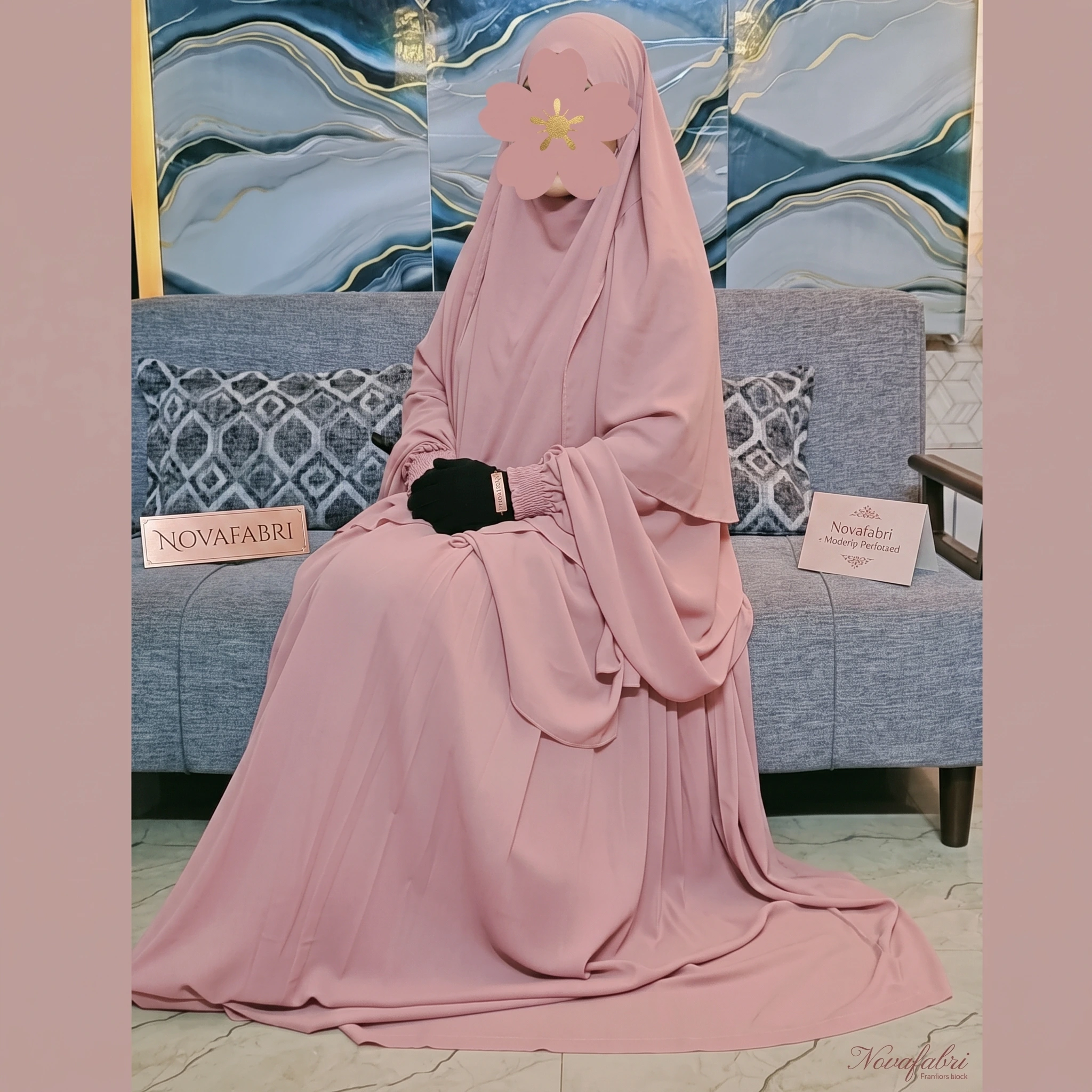 🌸 Cherry Fabrics Hoodie Hijab, Nose Niqab & Burkha Set Muttaki101